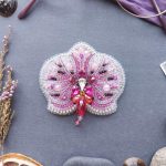 DIY Beaded Embroidery Pink Peacock Brooch Kit