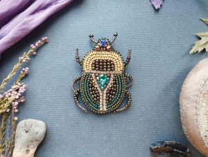 DIY Beaded Embroidery Scarab Beetle Brooch Kit