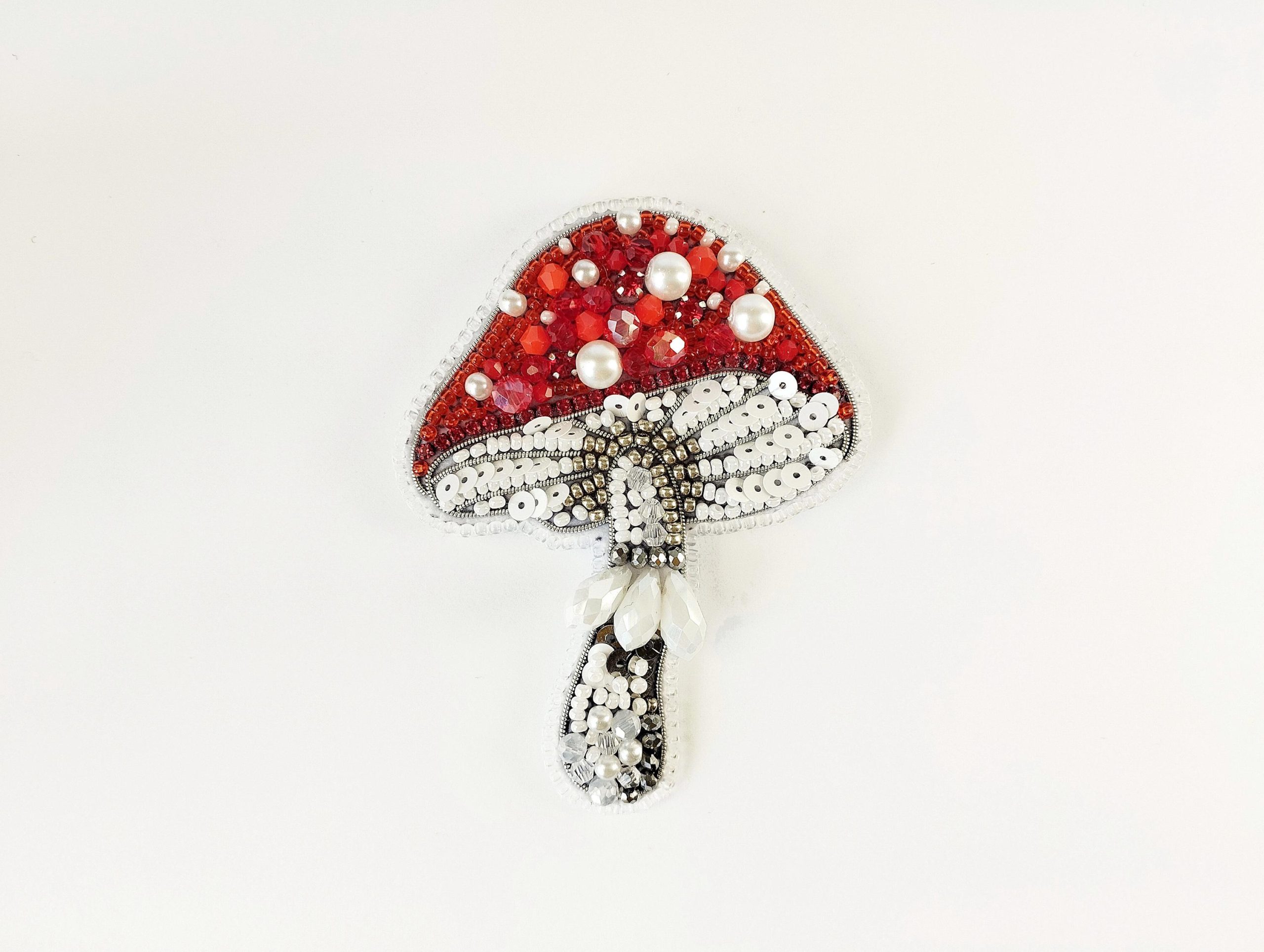 DIY Beaded Embroidery Red Mushroom Brooch Kit - Image 3