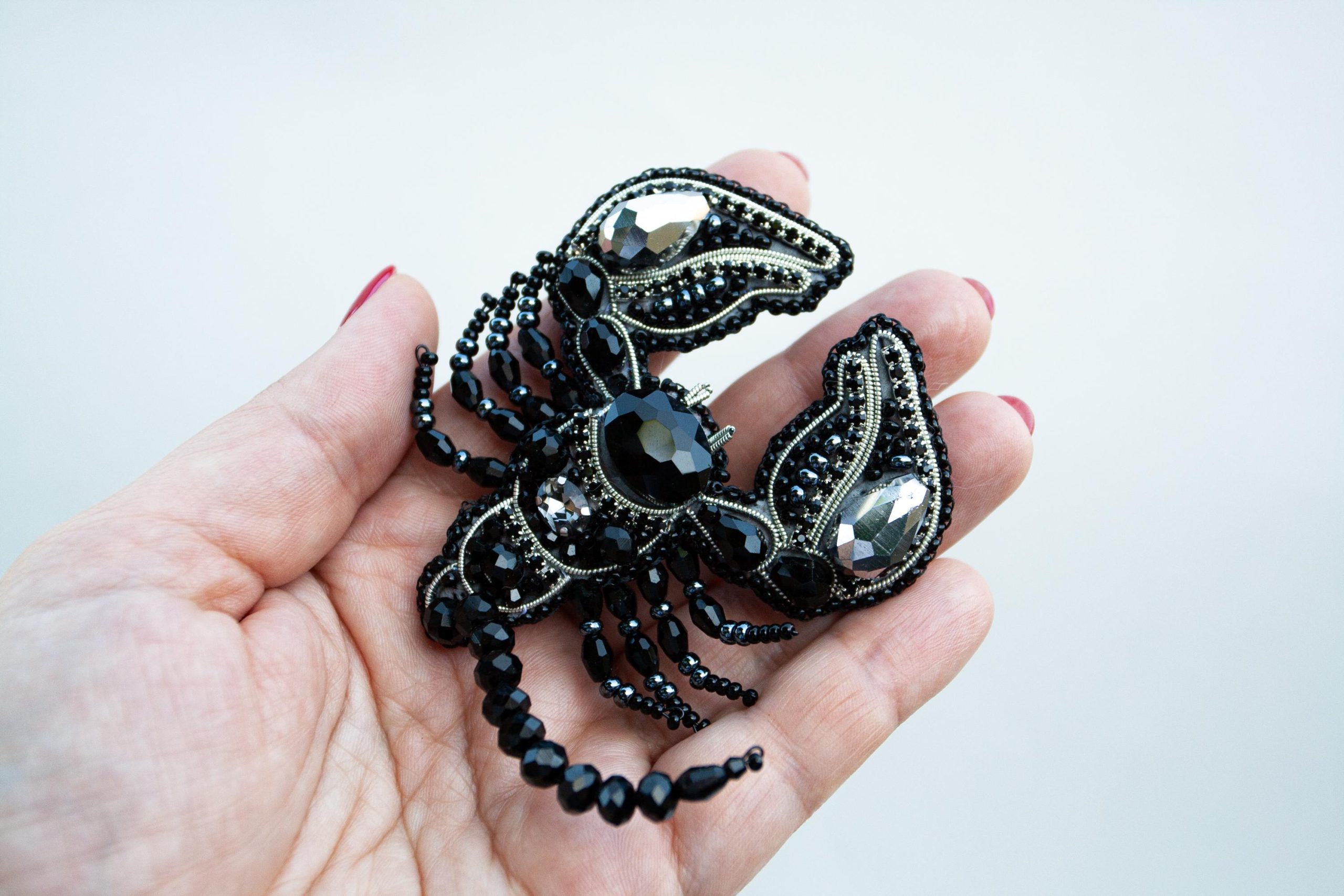 DIY Beaded Embroidery Black Scorpion Brooch Kit - Image 4