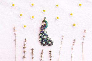 DIY Beaded Embroidery Peacock Brooch Kit