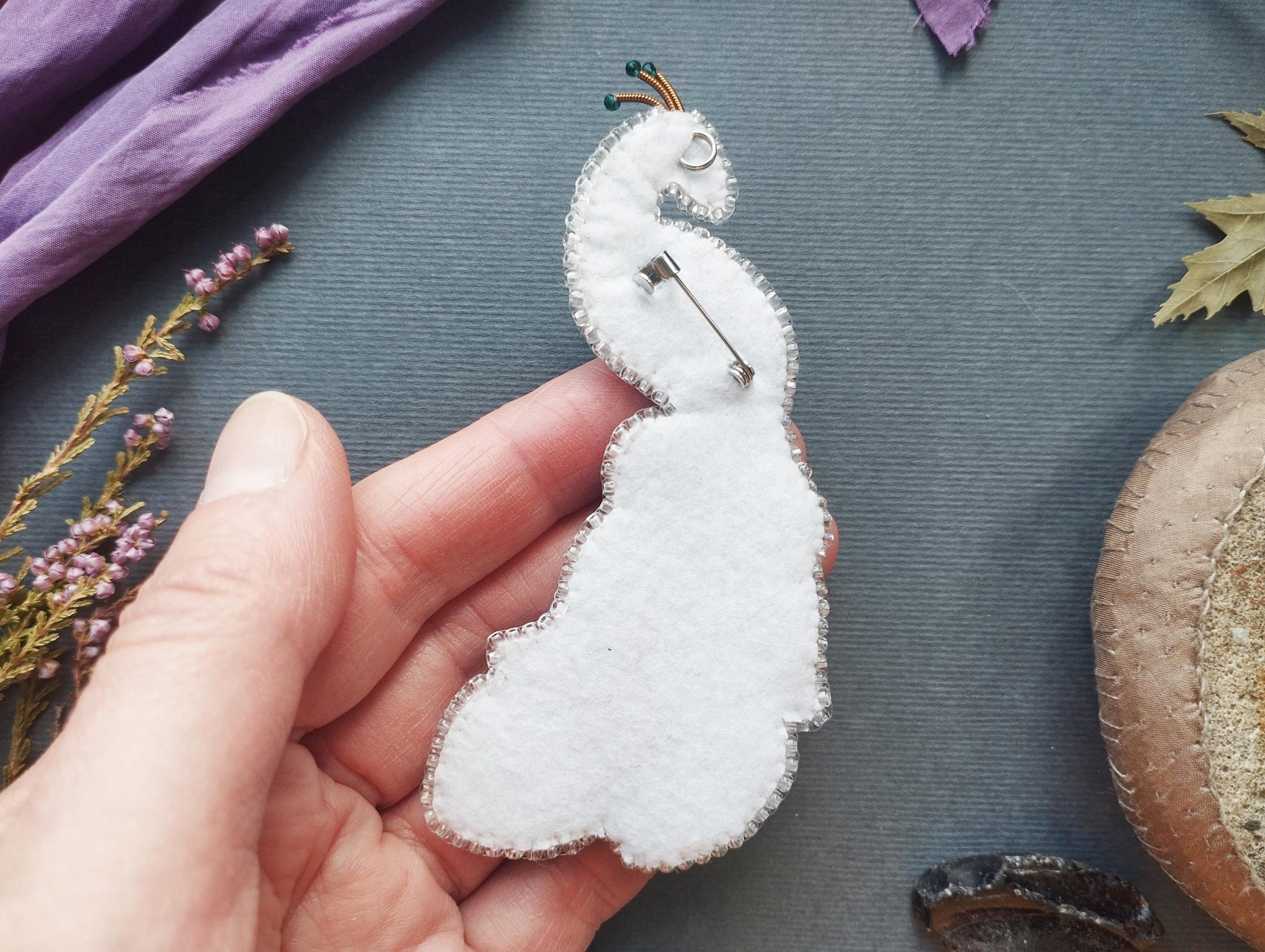 DIY Beaded Embroidery Peacock Brooch Kit - Image 4