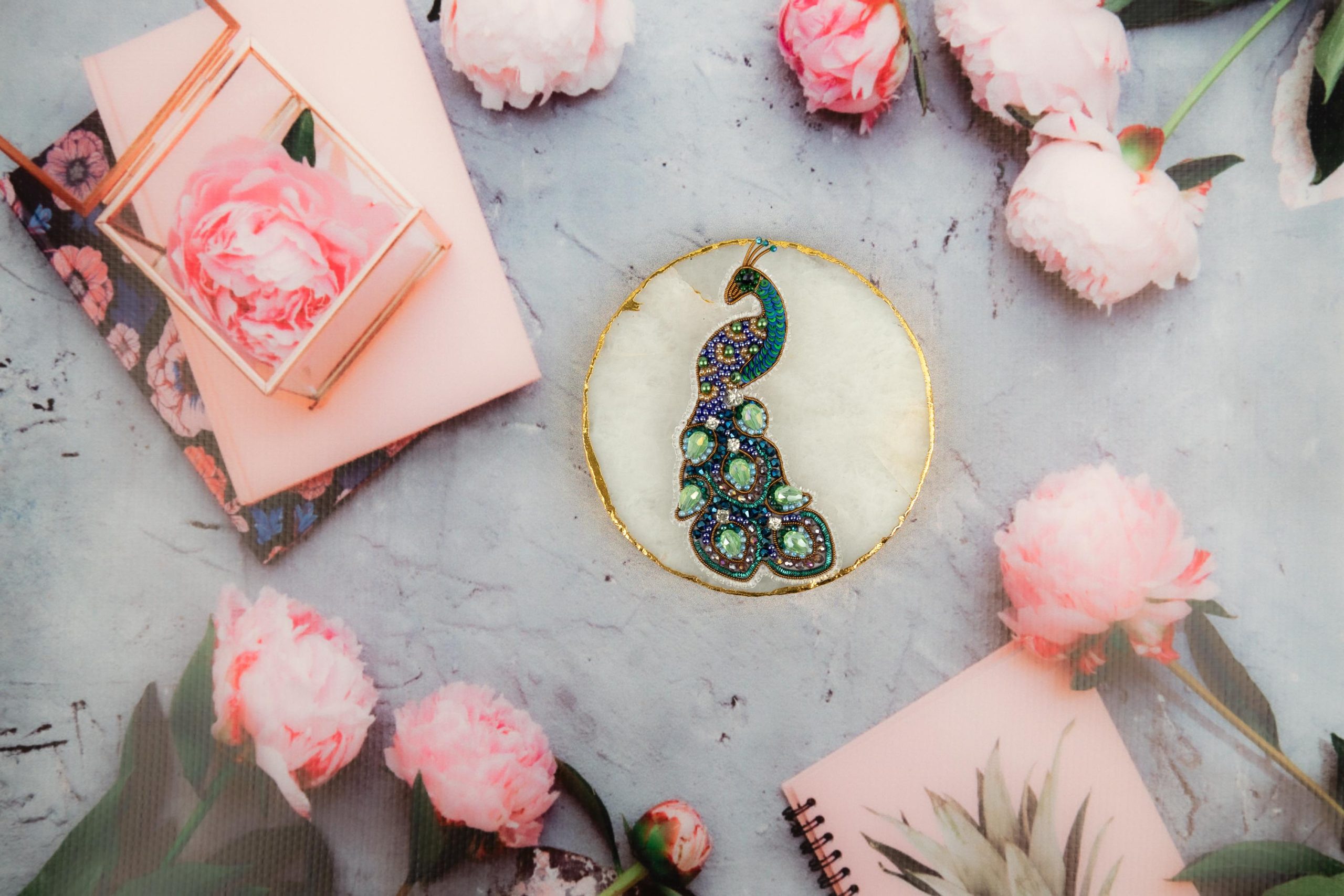 DIY Beaded Embroidery Peacock Brooch Kit - Image 5