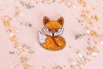 DIY Beaded Embroidery Orange Fox Brooch Kit