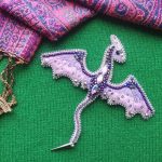 DIY Beaded Embroidery Purple Dragon Brooch Kit