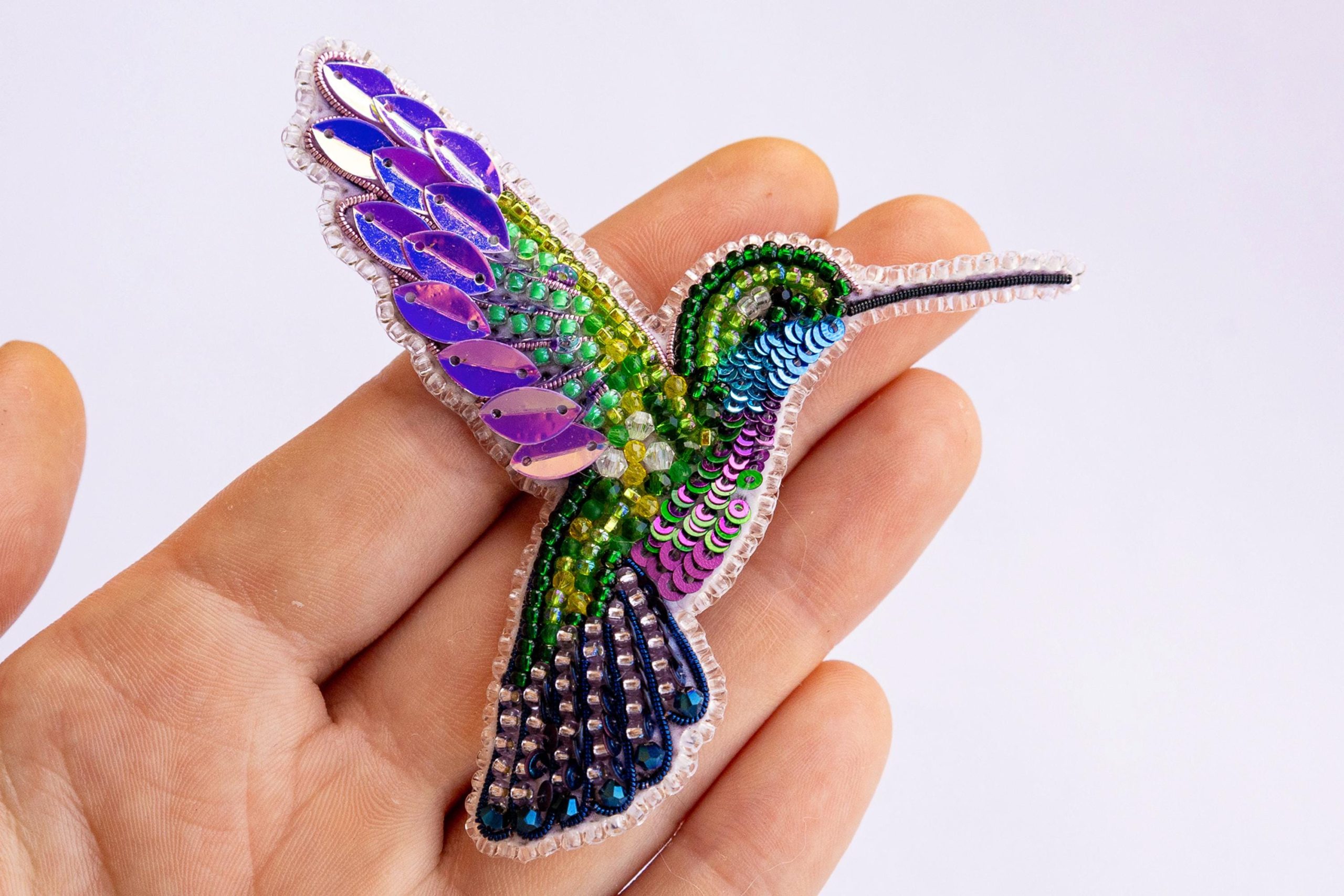 DIY Beaded Embroidery Hummingbird Brooch Kit - Image 2