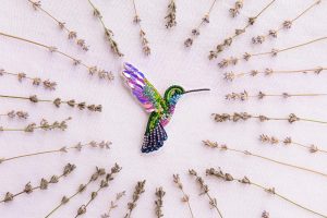 DIY Beaded Embroidery Hummingbird Brooch Kit