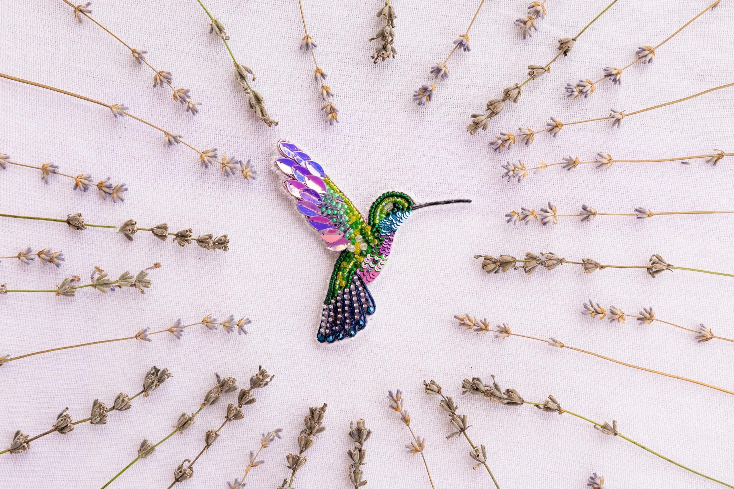 DIY Beaded Embroidery Hummingbird Brooch Kit