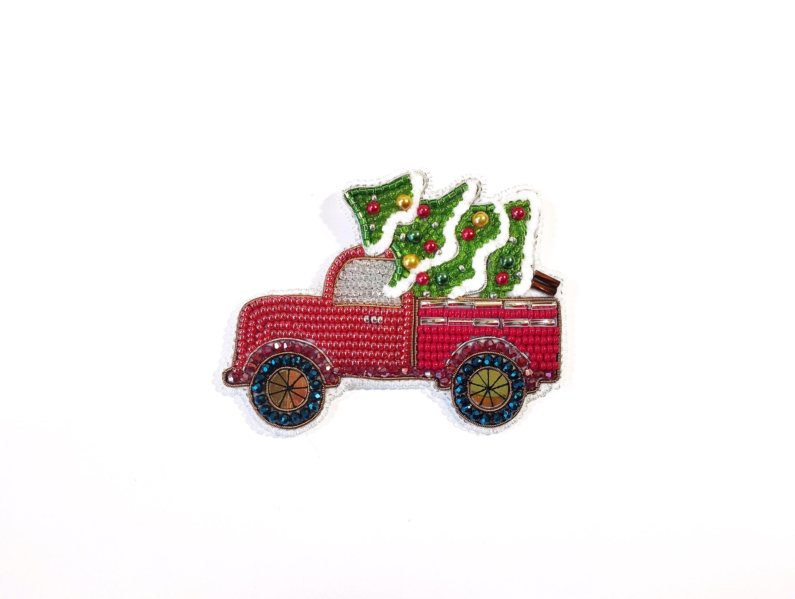 DIY Beaded Embroidery Christmas Truck Brooch Kit - Image 4