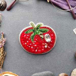 DIY Beaded Embroidery Tomato Brooch Kit